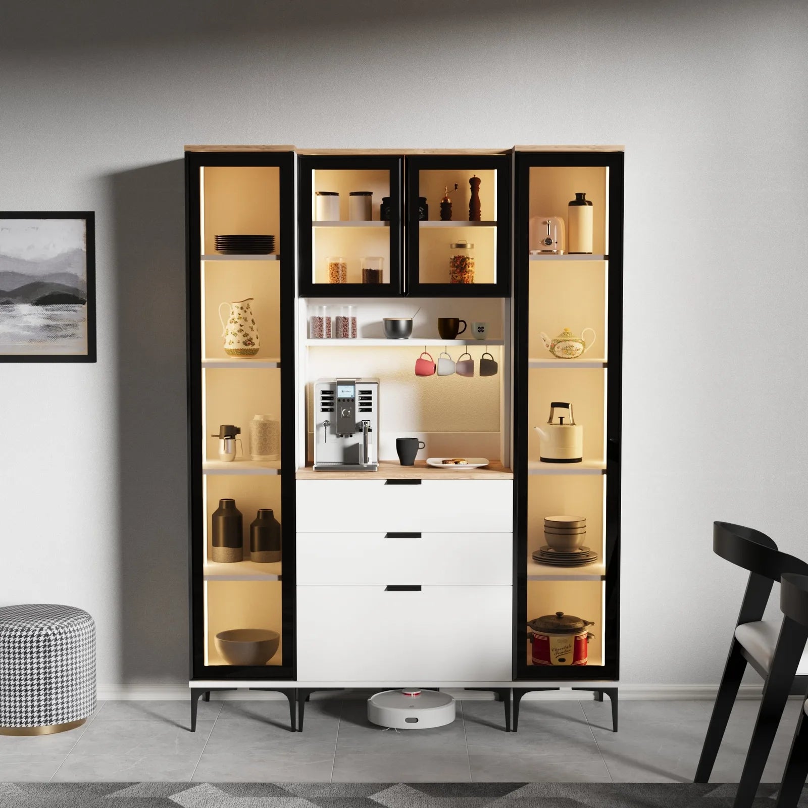 Dibek Çekmeceli + 350 Ledli Dolap (2 Adet)